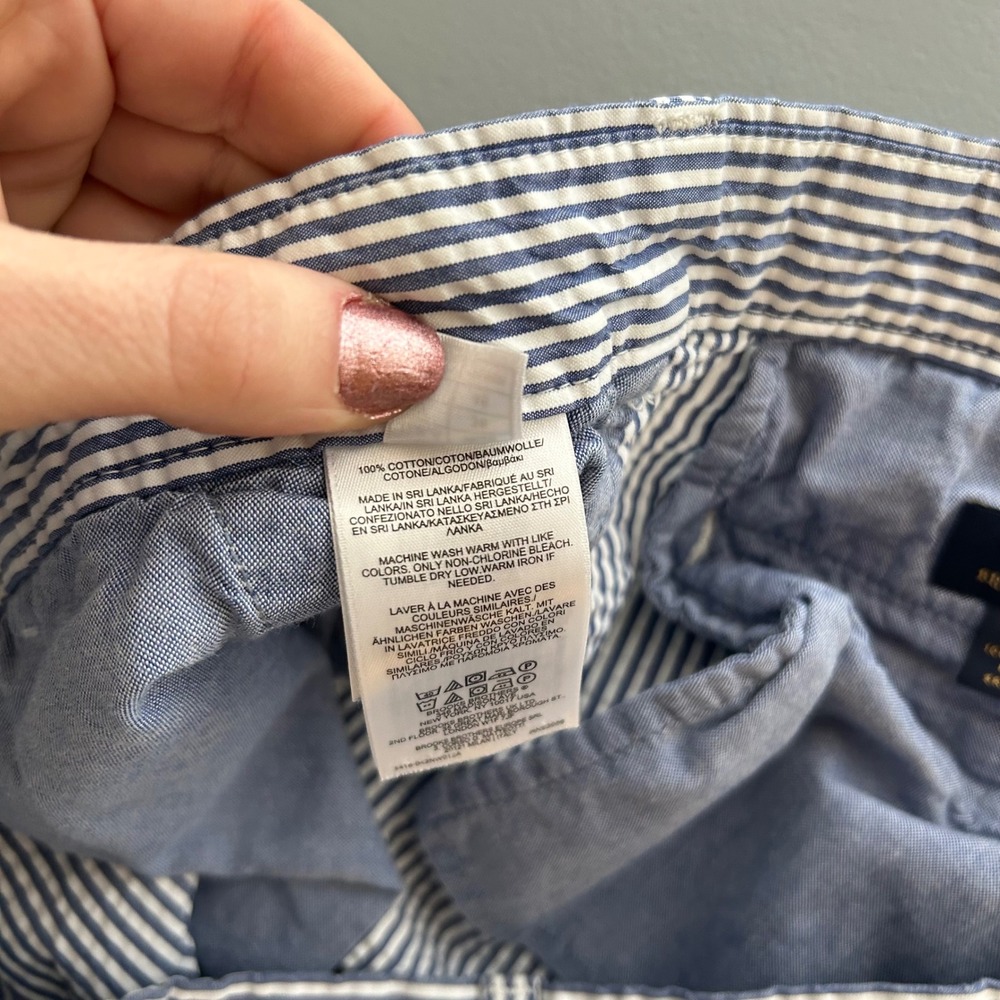 Brooks Brothers Seersucker Shorts Mens 38 Blue White Striped Cotton Preppy Beach - Picture 7 of 7